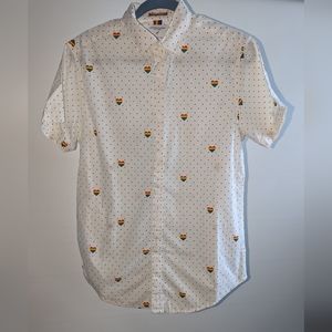 Rainbow Heart Short Sleeve Button Up